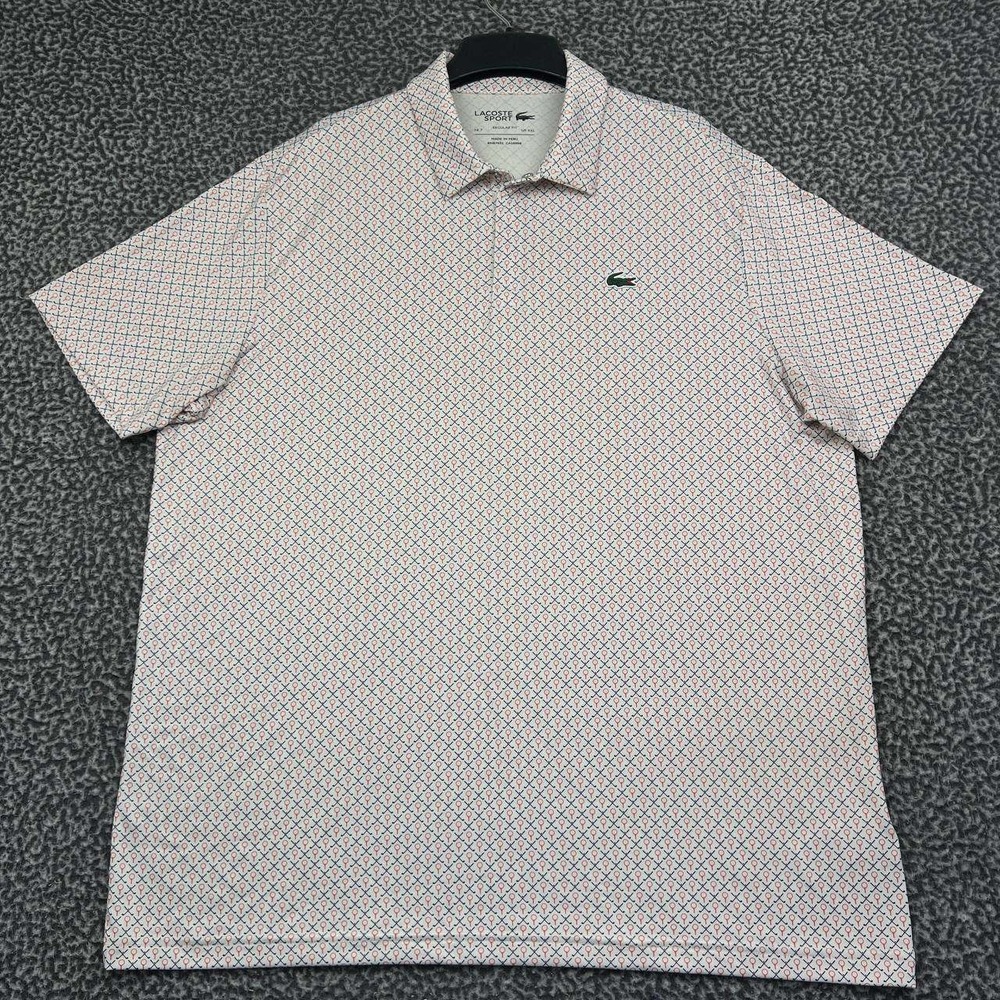 Lacoste Sport Polo Shirt Men XXL Regular Fit Tennis Racket Print Short Sleeve